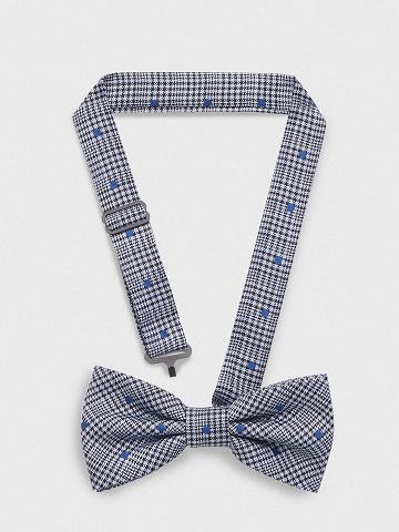 Férfi Tommy Hilfiger Silk Dot Houndstooth Bow Nyakkendők Sötétkék Kék | HU 1590RVD